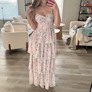 Vici Light Pink Floral Maxi Dress